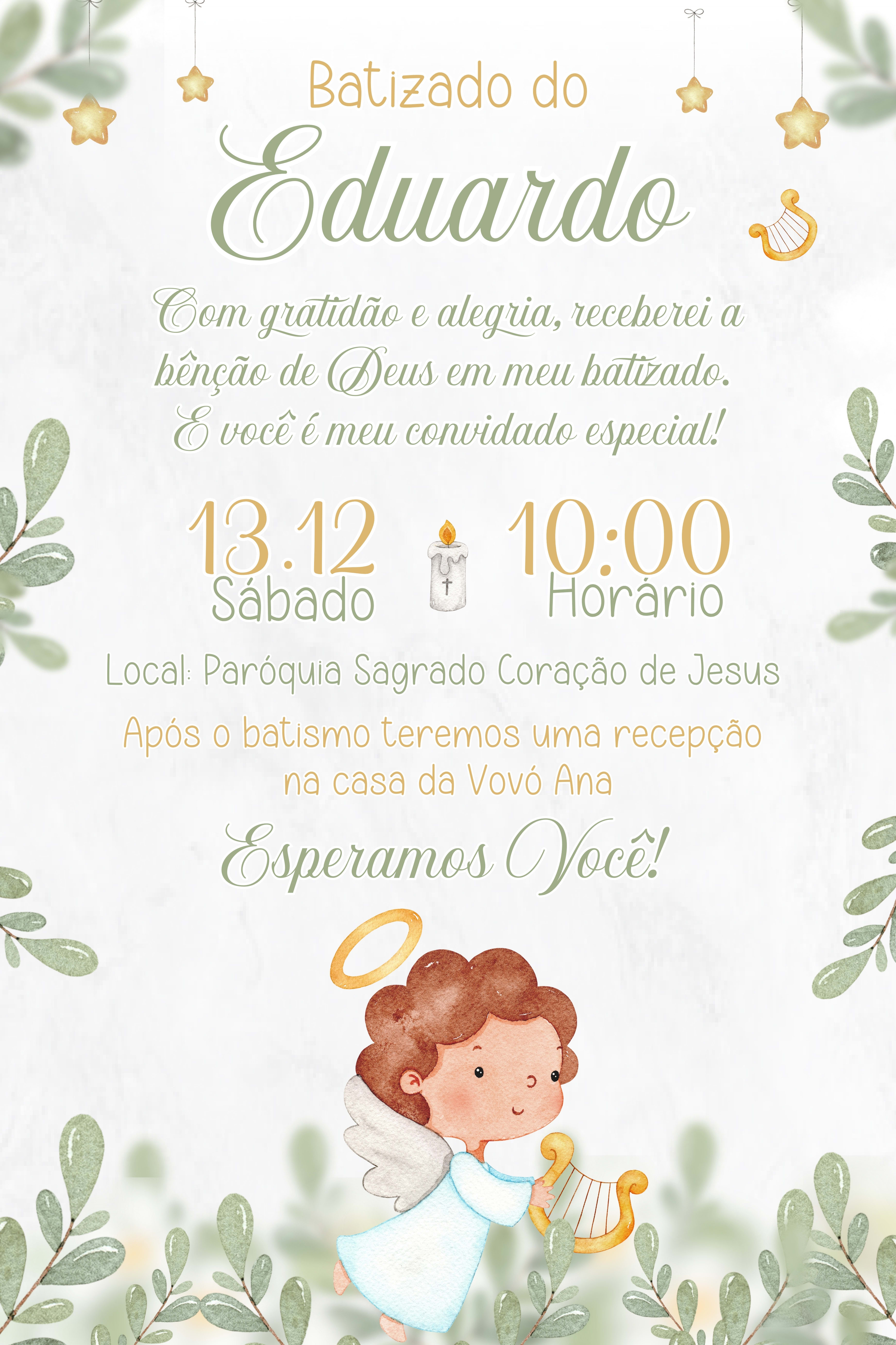 Convite Tradicional - Batizado Menino — imagem principal